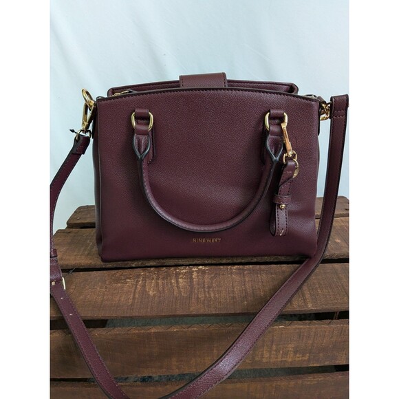 Nine West Tansy Jet Set Satchel Shoulder Purse Crossbody Bag Merlot Maroon - Picture 11 of 16